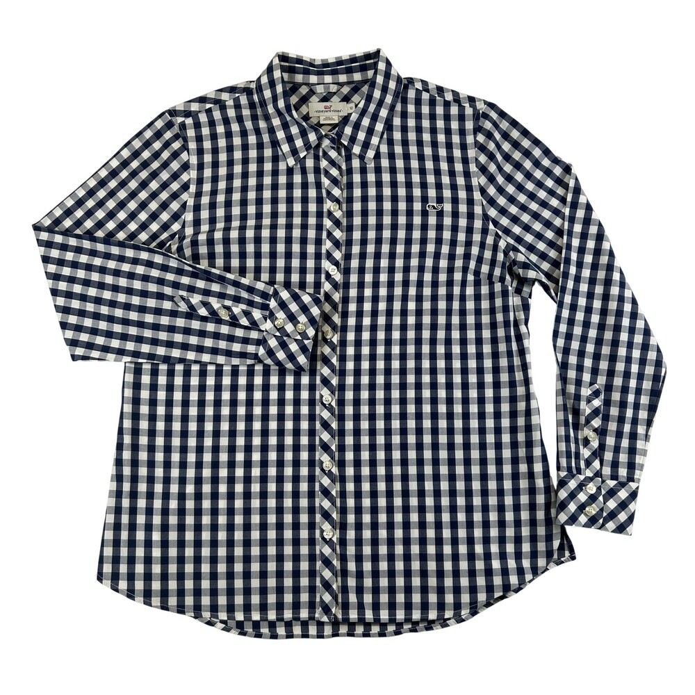 Vineyard Vines Shirt Womens 12 Gingham Check Button Up Long Sleeve Cotton Preppy